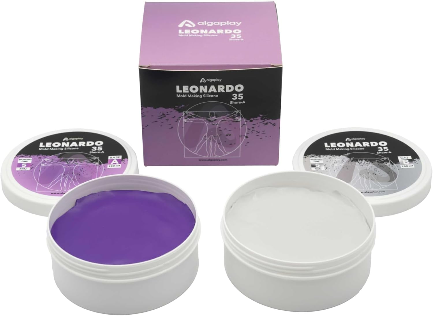 Leonardo 35 Flexible Silicone Perfect for Creating Moulds for Plaster, Resin or Other Materials, Working Time 5 Minutes, Hardness 35 Shore-A