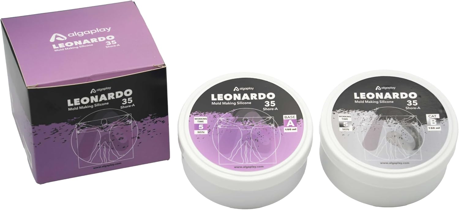 Leonardo 35 Flexible Silicone Perfect for Creating Moulds for Plaster, Resin or Other Materials, Working Time 5 Minutes, Hardness 35 Shore-A
