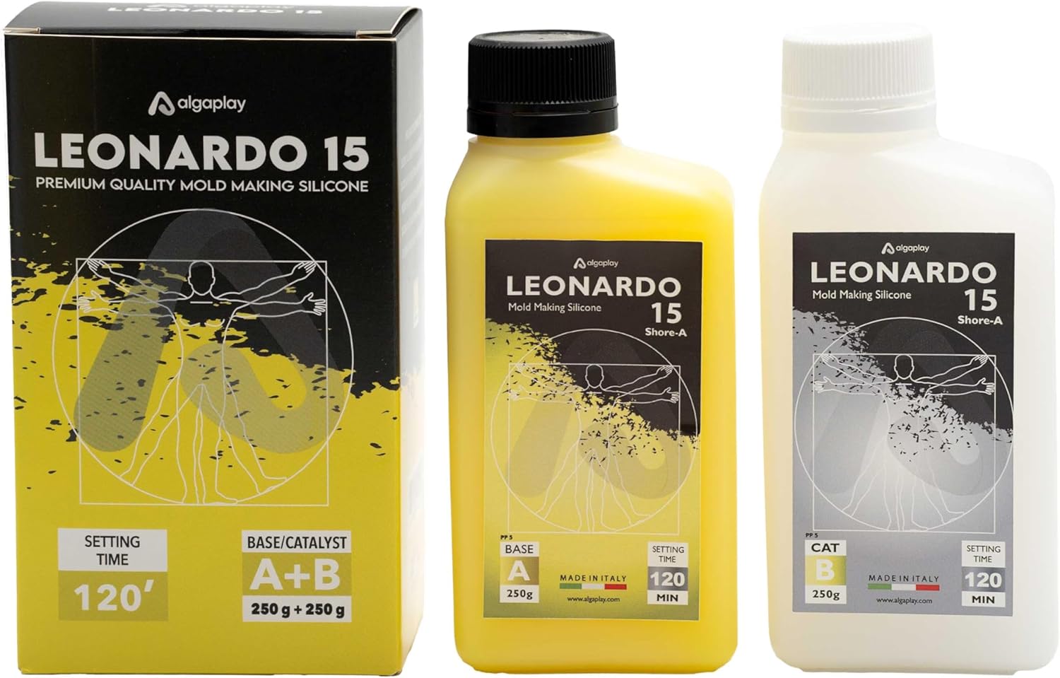 Leonardo 15 Silicone Rubber, Specific for Making Moulds That Faithfully reproduce Even The Smallest Details. 500 g. (250 g. Base + 250 g. Catalyst).