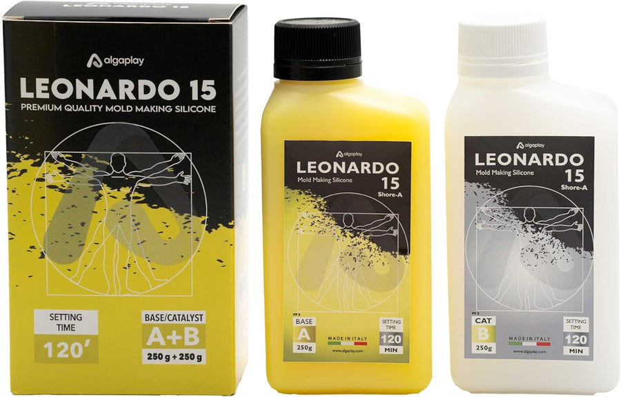 Leonardo 15 Silicone Rubber, Specific for Making Moulds That Faithfully reproduce Even The Smallest Details. 500 g. (250 g. Base + 250 g. Catalyst).